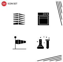 Group of 4 Modern Solid Glyphs Set for building blow real technology speed Editable Vector Design Elements