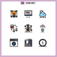 Universal Icon Symbols Group of 9 Modern Filledline Flat Colors of alternative calculator forecast business account Editable Vector Design Elements