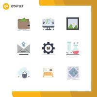 Flat Color Pack of 9 Universal Symbols of upload letter website email interior Editable Vector Design Elements