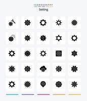 Creative Setting 25 Glyph Solid Black icon pack  Such As gear. setting. setting. gear. setting vector