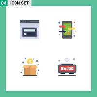 User Interface Pack of 4 Basic Flat Icons of internet crowd website course funding Editable Vector Design Elements