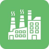 Factory Pollution Glyph Round Corner Background Icon vector