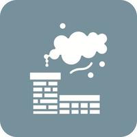 Chimney Pollution Glyph Round Corner Background Icon vector