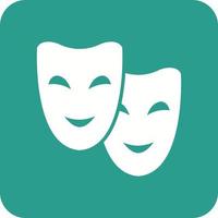 Theater Masks Glyph Round Corner Background Icon vector