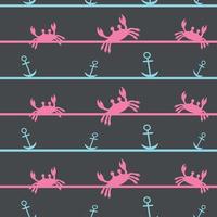 pattern with crabs on a gray background vector