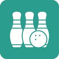 Bowling Glyph Round Corner Background Icon vector