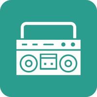 Boombox Glyph Round Corner Background Icon vector