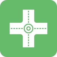 Four Way Intersection Glyph Round Corner Background Icon vector