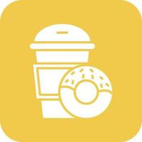 Coffee Doughnut Glyph Round Corner Background Icon vector