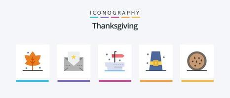 gracias por dar el paquete de 5 iconos planos que incluye. merienda. donación. sano. otoño. diseño de iconos creativos vector