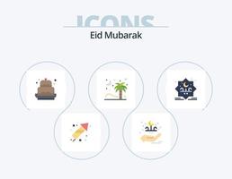 eid mubarak paquete de iconos planos 5 diseño de iconos. islámico. árbol. celebracion. palmera. decoración vector