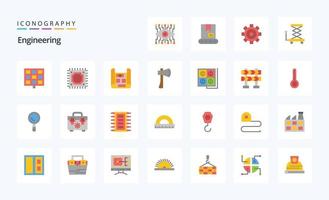 paquete de iconos de 25 colores planos de ingeniería vector