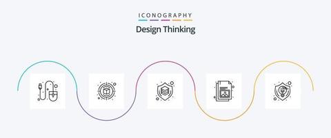 paquete de iconos de línea 5 de pensamiento de diseño que incluye creatividad. galería. cerebro. documento. pensando vector