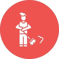 Man Sweeping Floor Glyph Circle Icon vector
