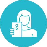 Woman Taking Selfie Glyph Circle Icon vector