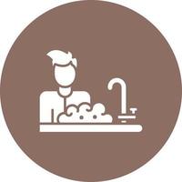 Man Washing Dishes Glyph Circle Icon vector