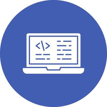 icono de círculo de glifo de codificación de computadora portátil vector
