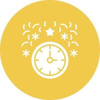 New Year Clock Glyph Circle Icon vector