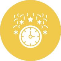 New Year Clock Glyph Circle Icon vector