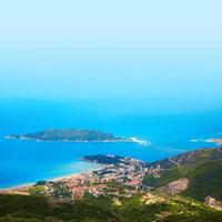 photo of city on coast from bird-side view