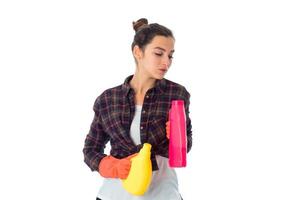 young maid woman with cleansers photo