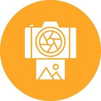 Instant Camera Glyph Circle Icon vector