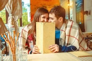 sweet couple having fun on a date photo