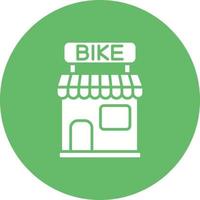 icono de círculo de glifo de tienda de bicicletas vector