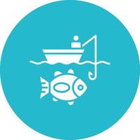 icono de círculo de glifo de pesca en kayak vector