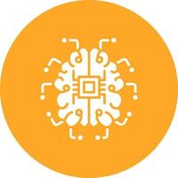 Brain Circuit Glyph Circle Icon vector