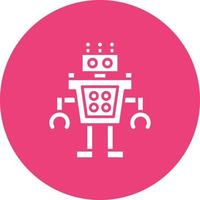 icono de círculo de glifo de robot humanoide vector