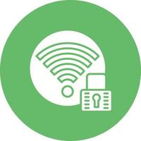 Signal Wifi 4 Bar Lock Glyph Circle Icon vector