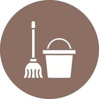 Mop Bucket Glyph Circle Icon vector