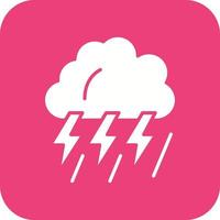 Thunderstorm Glyph Round Corner Background Icon vector