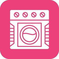 Washing Machine Glyph Round Corner Background Icon vector