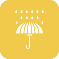 Umbrella with Rain Drops Glyph Round Corner Background Icon vector