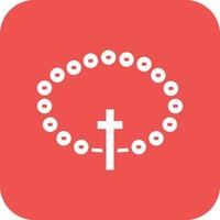 Rosary Glyph Round Corner Background Icon vector