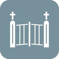 Cementery Gate Glyph Round Corner Background Icon vector