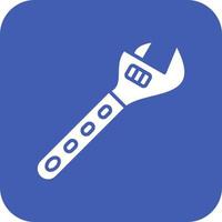 Adjustable Wrench Glyph Round Corner Background Icon vector