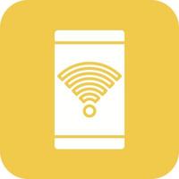 Signal Wifi 4 Bar Glyph Round Corner Background Icon vector