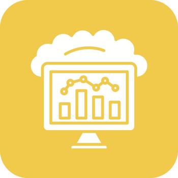 Cloud Computing Glyph Round Corner Background Icon vector