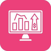 Online Statistics Glyph Round Corner Background Icon vector