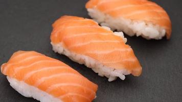 Sushi nigiri salmon Asian Japanese food video