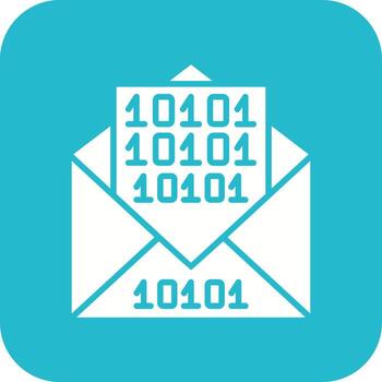 icono de fondo de esquina redonda de glifo de mensajes binarios vector