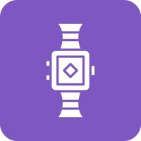 Smart Watch Glyph Round Corner Background Icon vector