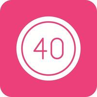 40 Speed Limit Glyph Round Corner Background Icon vector