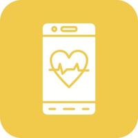Mobile Heart Rate Glyph Round Corner Background Icon vector