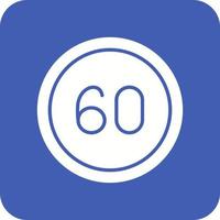 60 Speed Limit Glyph Round Corner Background Icon vector