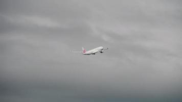 AMSTERDAM, THE NETHERLANDS JULY 25, 2017 - China Airlines Airbus A350 B 18907 climb after take off at Kaagbaan RWY 24, Shiphol Airport, Amsterdam, Holland video