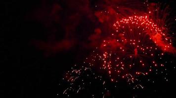 fuochi d'artificio lampeggianti nel cielo notturno. video